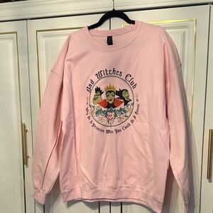 Pink "Bad Witches Club" Graphic Crewneck Sweatshirt